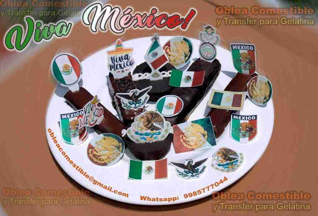 Viva Mexico con Oblea Comestible y Transfer para Gelatina