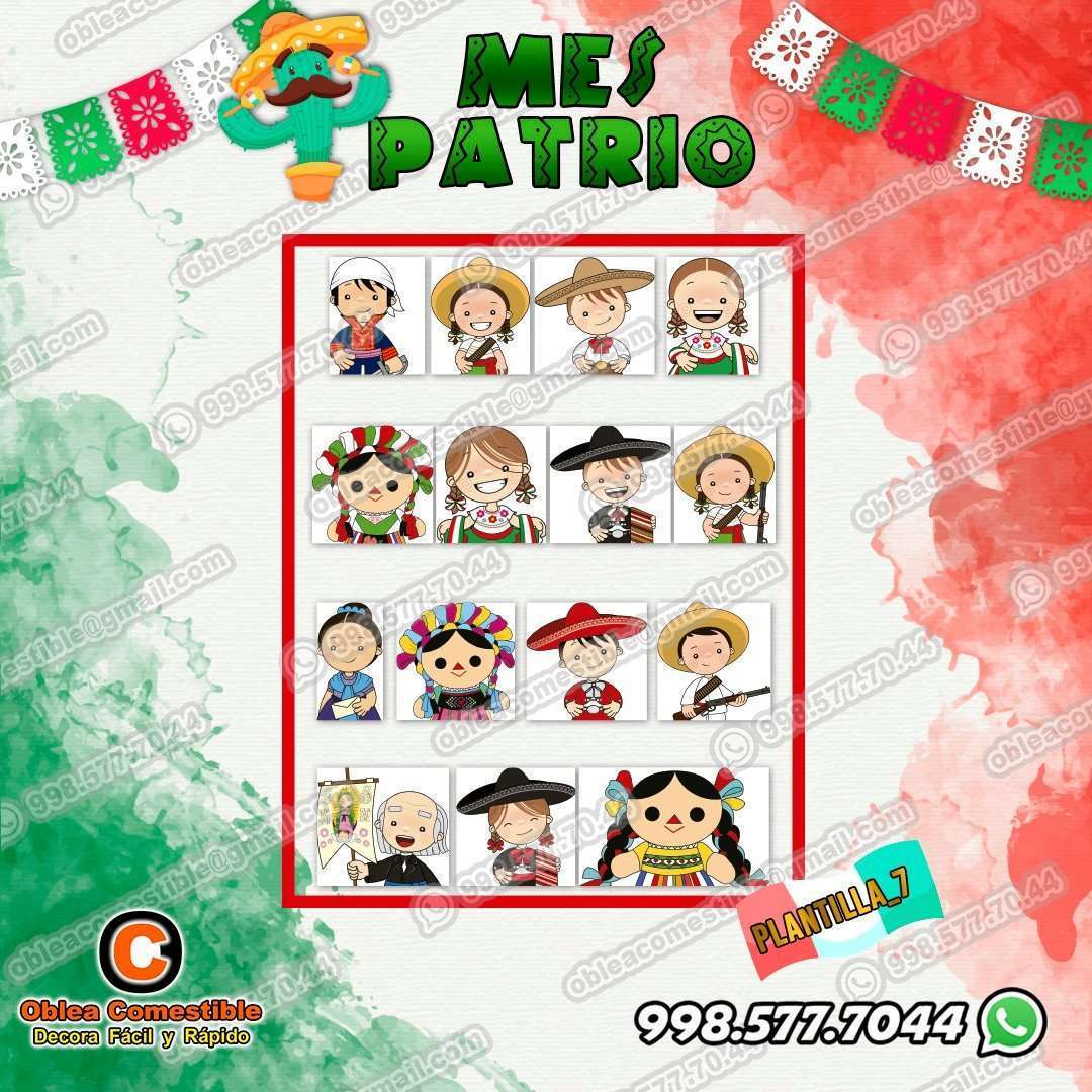 Mes patrio con Oblea Comestible y Transfer para Gelatina
