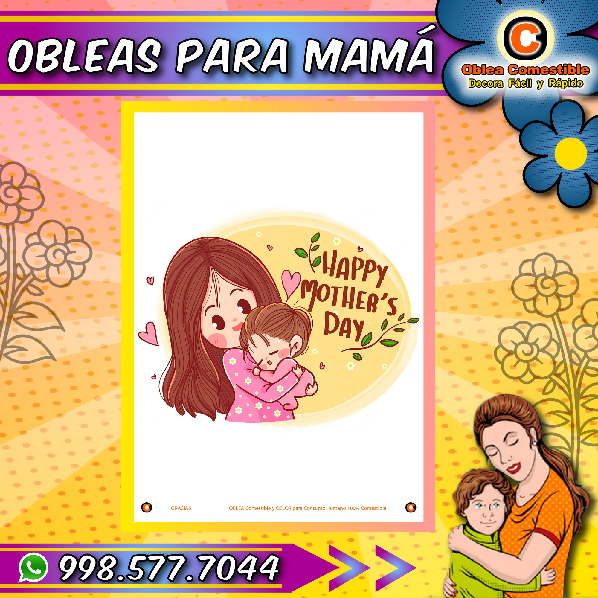 Happy Mother´s Day Mexico, Oblea Comestible
