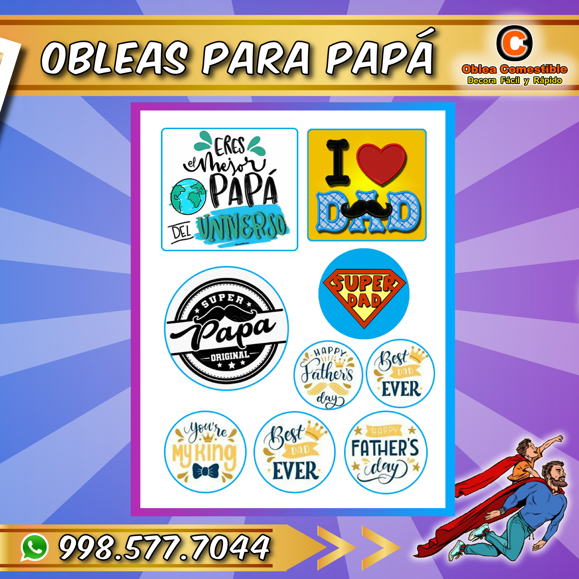 Oblea Comestible para día del Papá