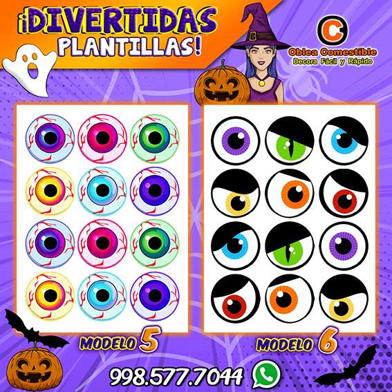 Circulos de Halloween Oblea Comestible 1 y 2