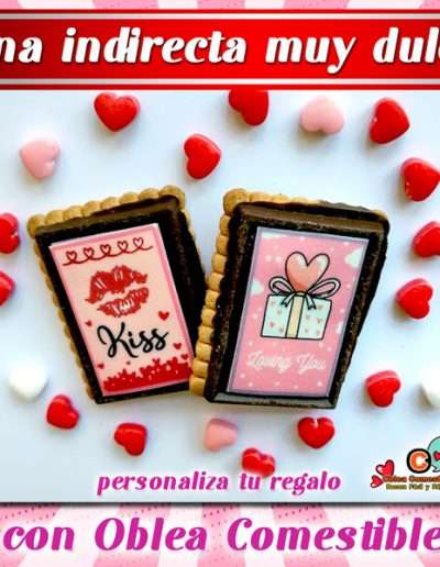 San Valentin en 14 de febrero con oblea comestible y oblea fantasy