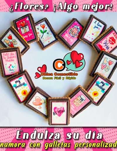San Valentin en 14 de febrero con oblea comestible y oblea fantasy