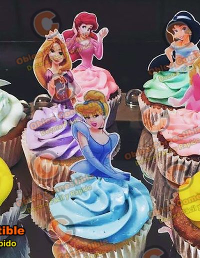 Topper Cupcake Princesas en Oblea Gruesa